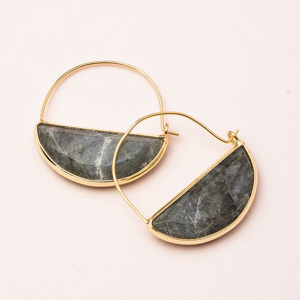 Stone Prism Earrings Labradorite- Gold