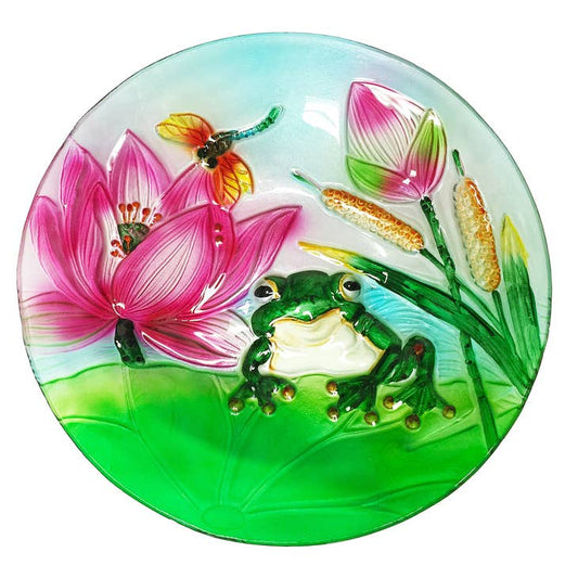18" Frog Lotus Birdbath