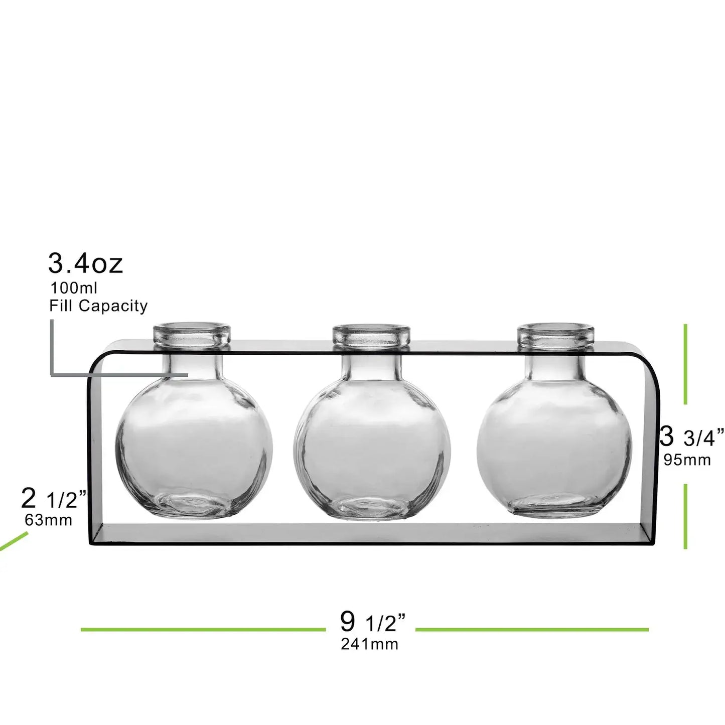 Recycled Glass Trio Vases & Stand