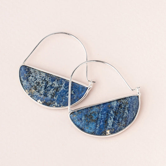 Stone Prism Earrings Lapis- Silver