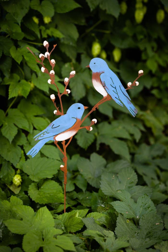 Bluebirds on Pussy Willow Stake