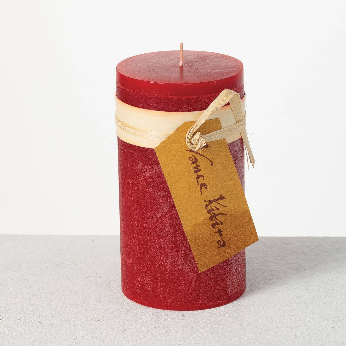 Timber Pillar Candle- Red 6"