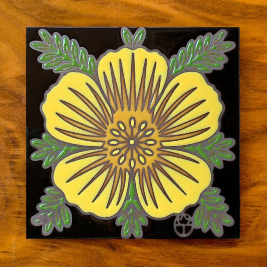 Artist Made Tile Desert Poppy