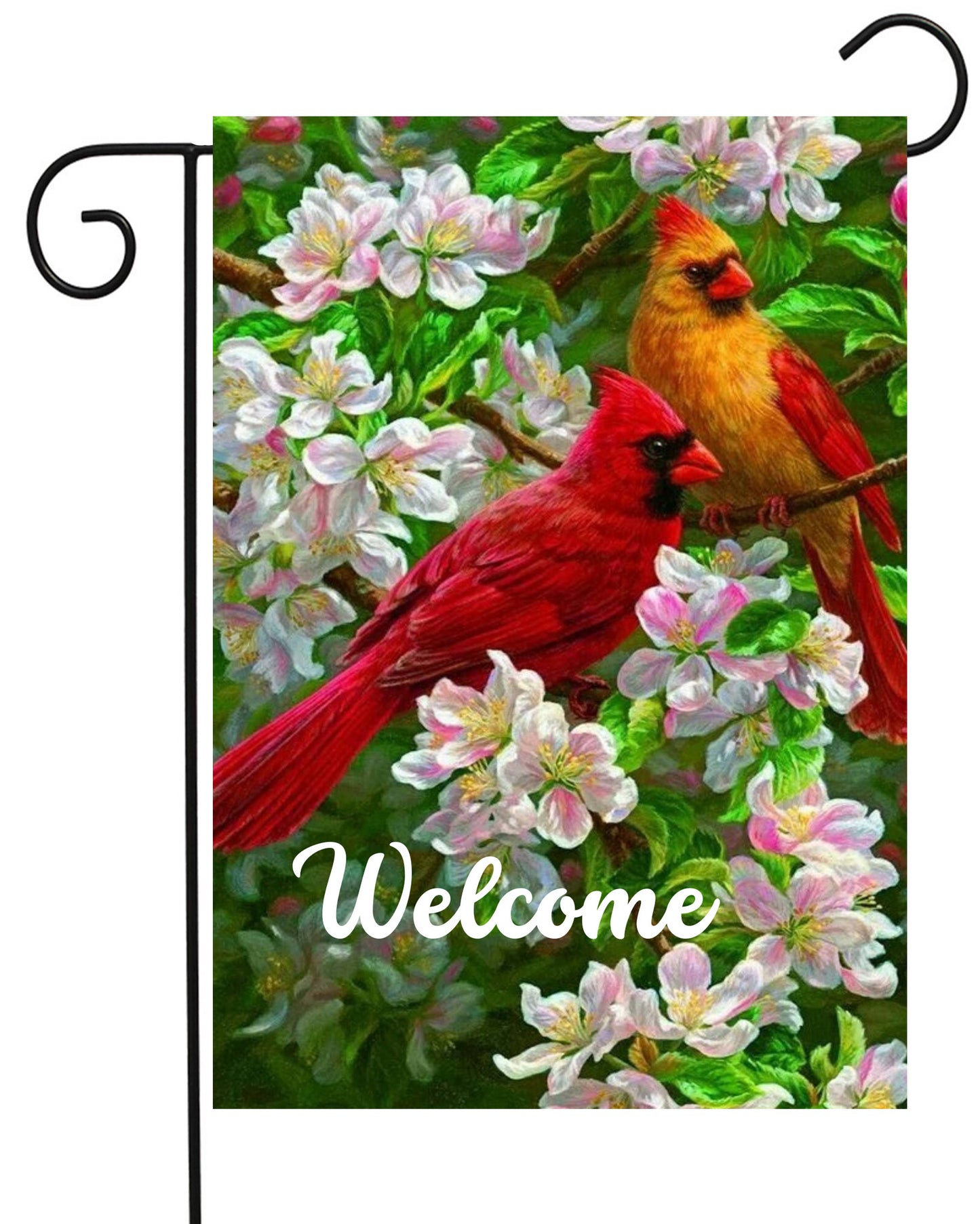 Male Female Cardinals Welcome Garden Flag