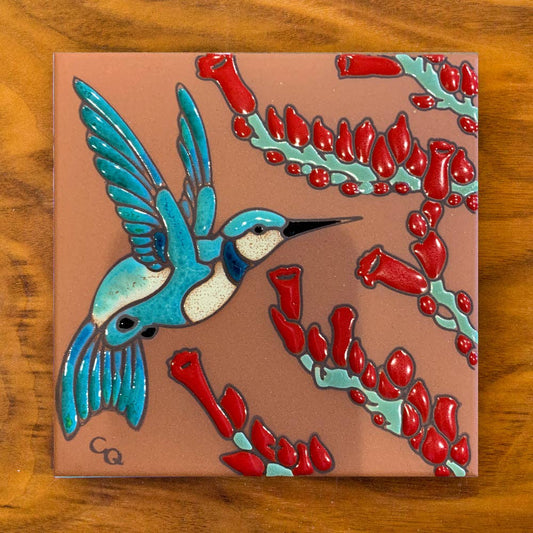 Artist Made Tile-Hummingbird with Ocotillo Terra