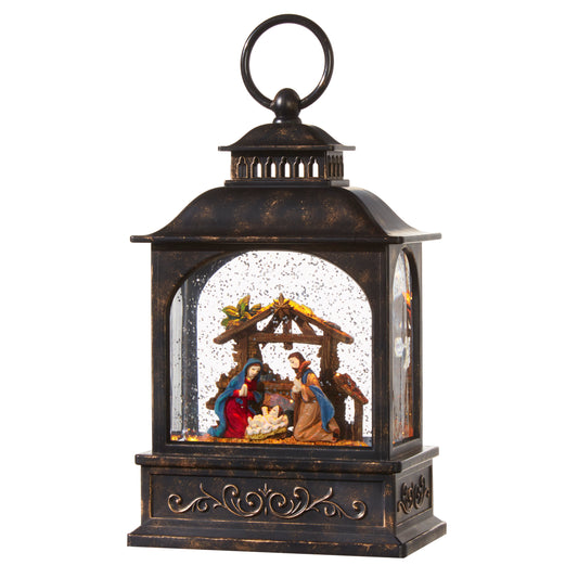 8.5" Nativity LED Water Lantern