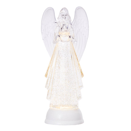 13" LED Angel  Silver Swirling Glitter