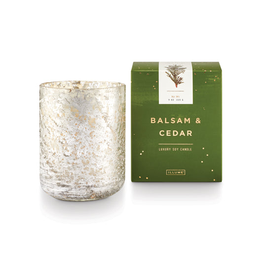 Balsam & Cedar Small Boxed Crackle Glass Candle