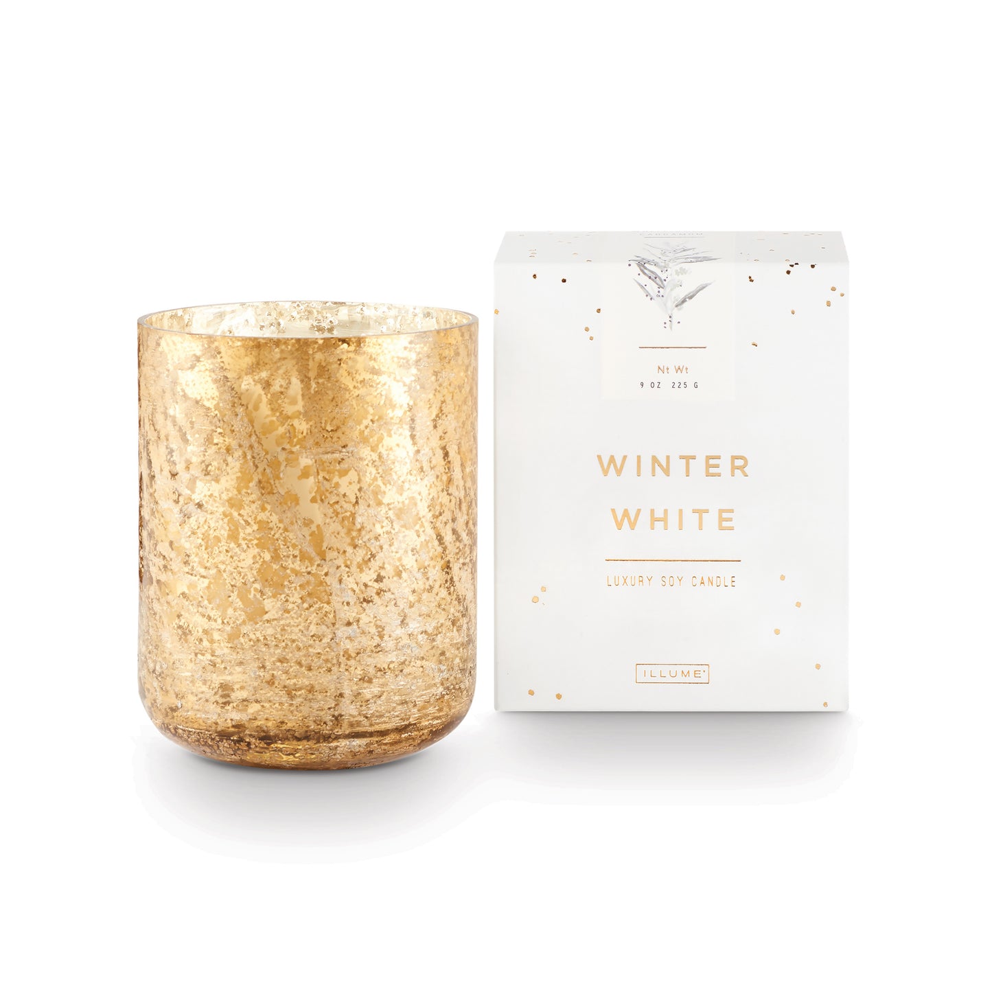 Winter White Small Boxed Crackle Glass Candle