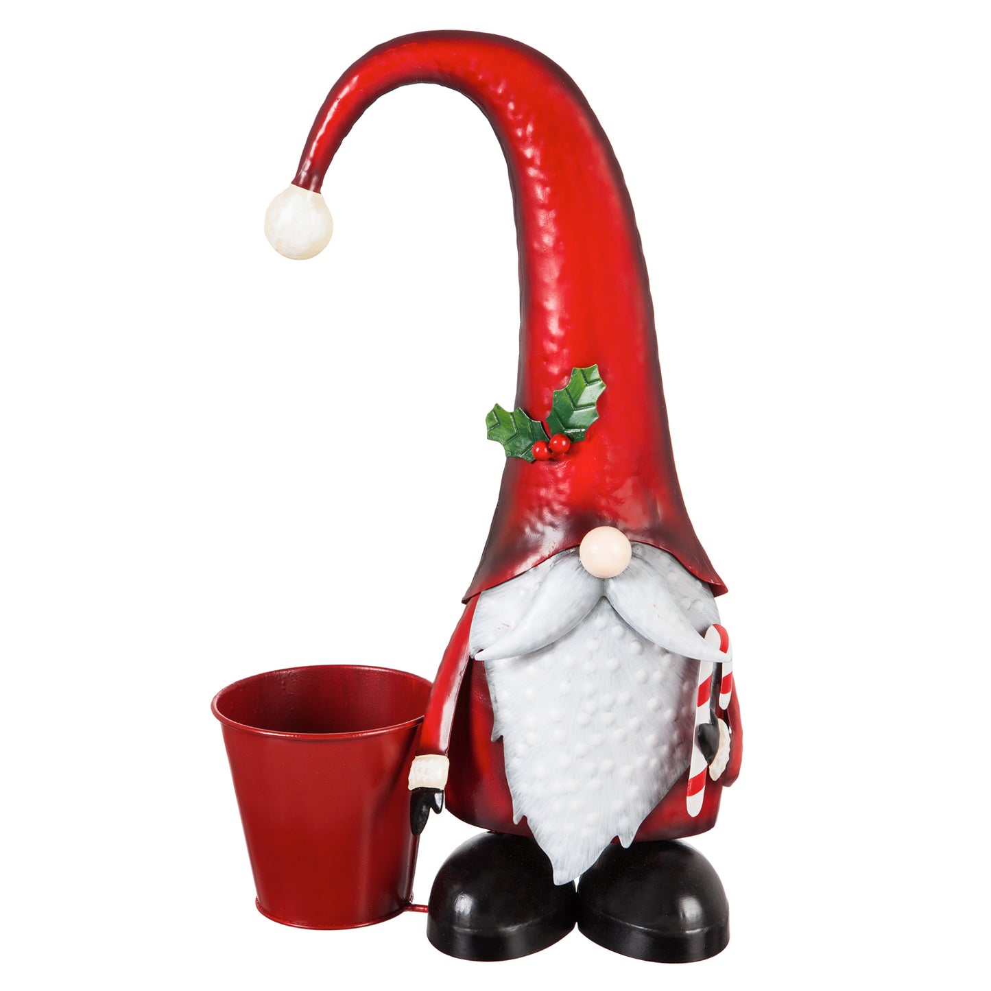 17.75"H Metal Winter Gnome with Planter