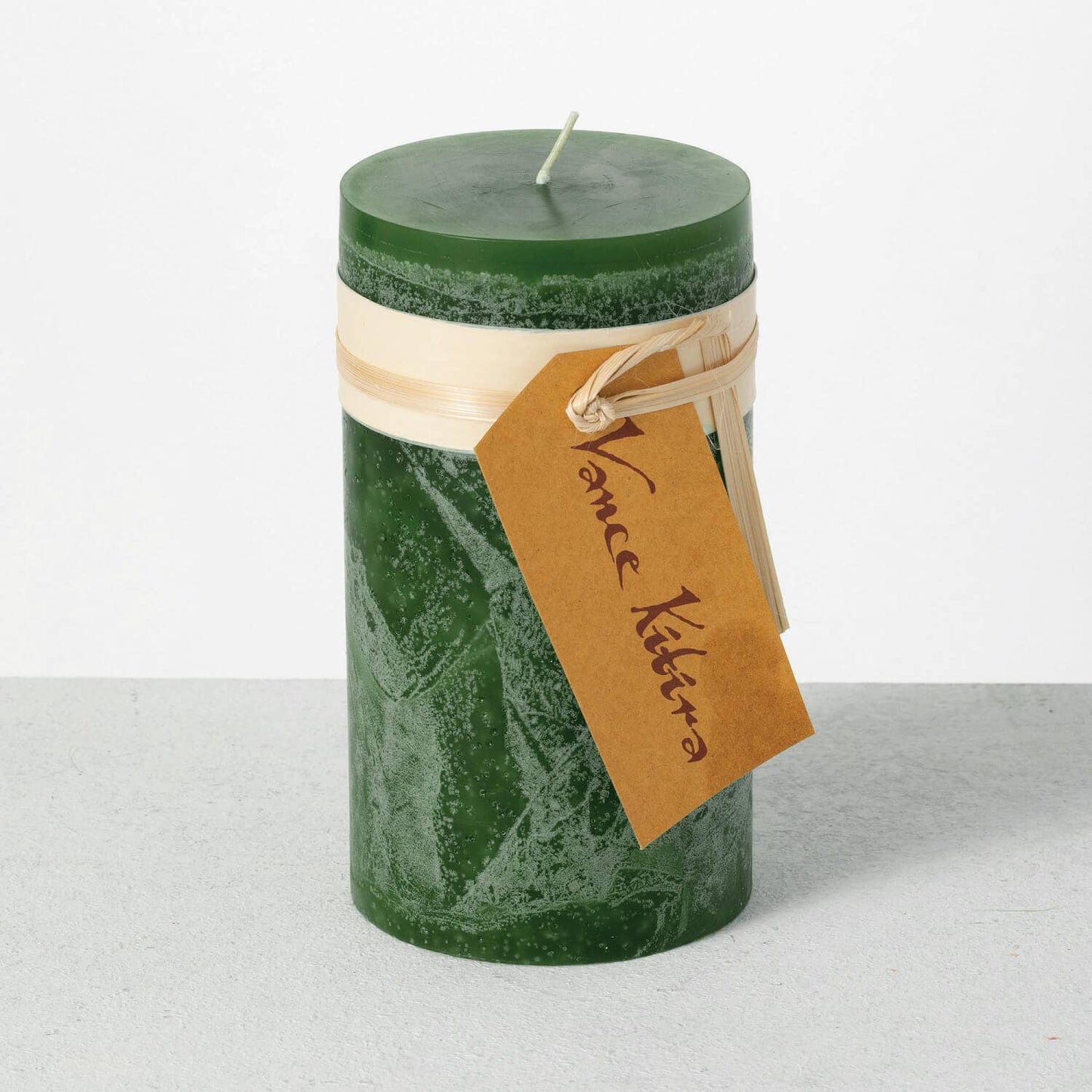 Timber Pillar Candle- Green 6"
