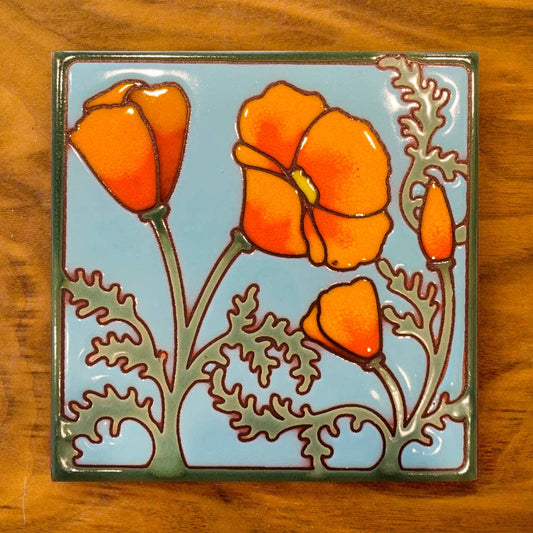 Artist Made Tile-California Poppies