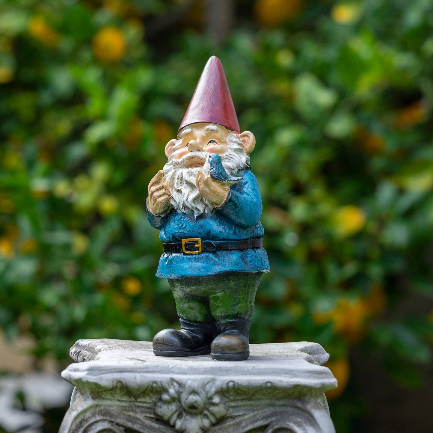 Garden Gnome with Bird