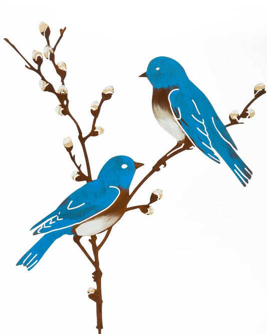 Bluebirds on Pussy Willow Stake