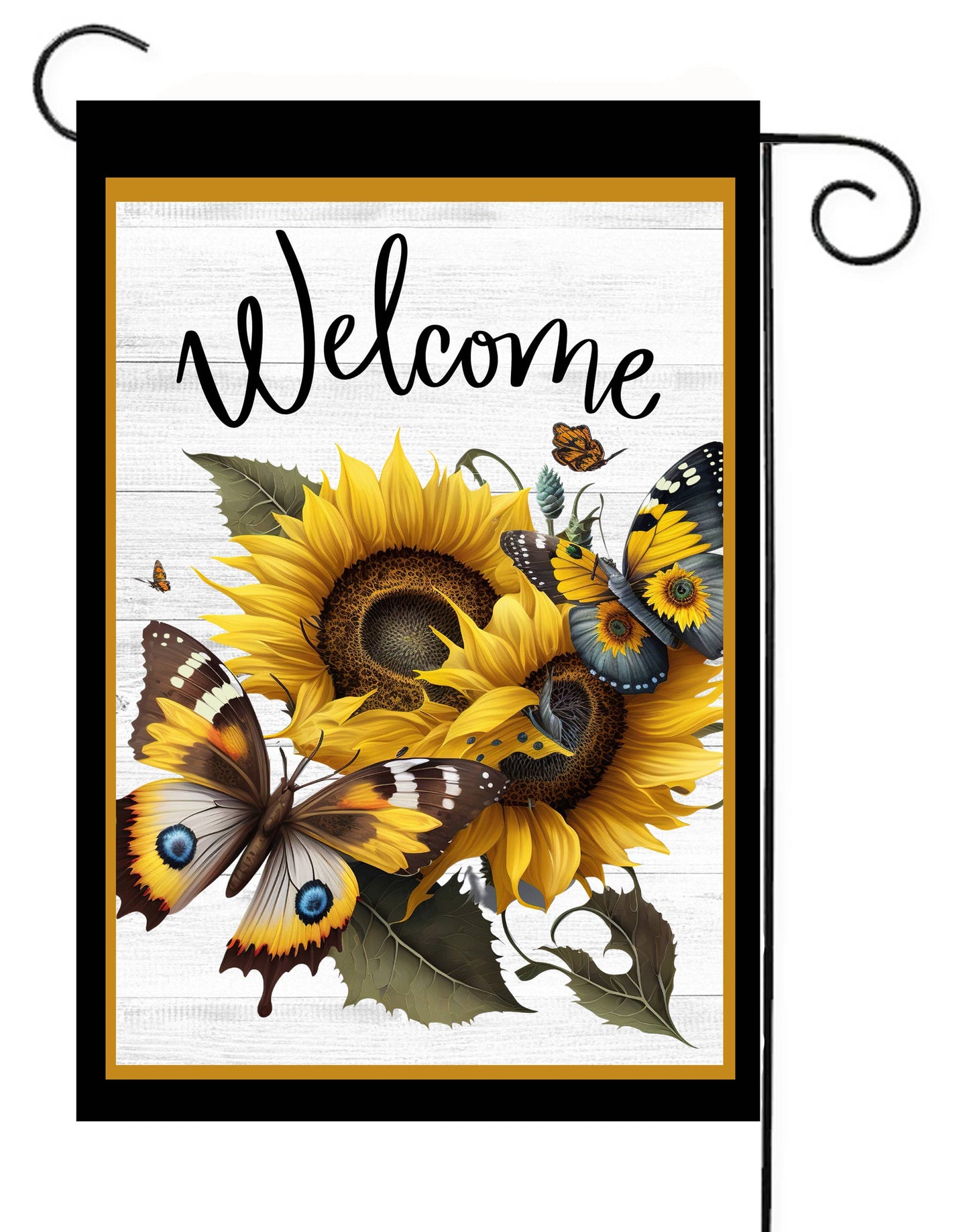 Welcome Sunflower Butterfly Garden Flag