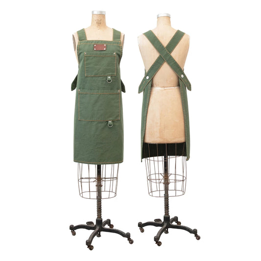 Cotton Canvas Xback Apron- Green