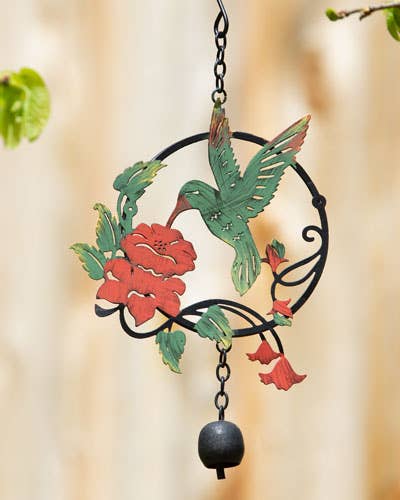 Hand Painted Hummingbird & Lily Bell